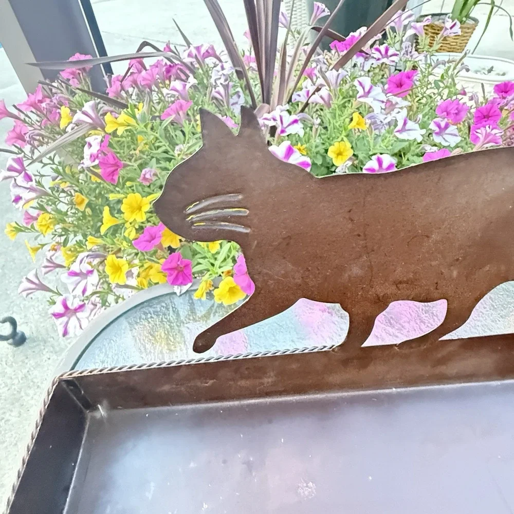 Metal Cat Shelf Sitter Wall Hanging Storage Planter Farmhouse Cottage